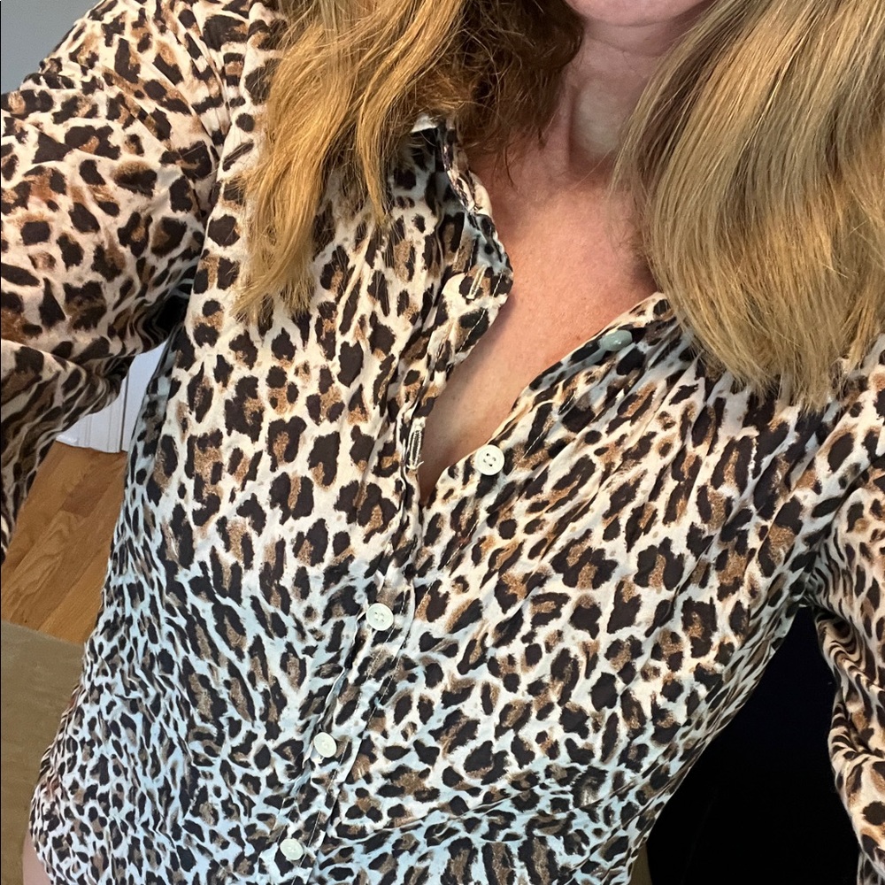 J. Crew Animal Print Blouse - Brown and Black